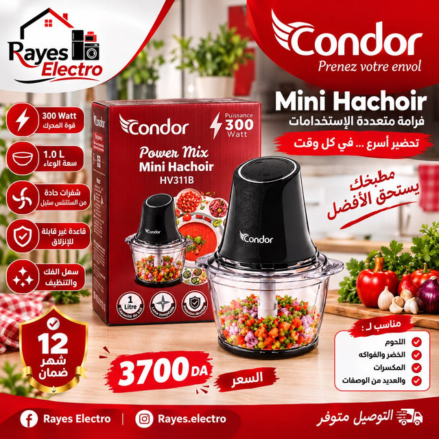 قطّاعة Condor HV311B — 1 لتر، 300 واط — صورة منشورة في صفحة Rayes Electro